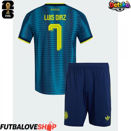 Dres Kolumbia Luis Diaz #7 Preč pre deti MS 2026 Krátky Rukáv (+ trenírky)